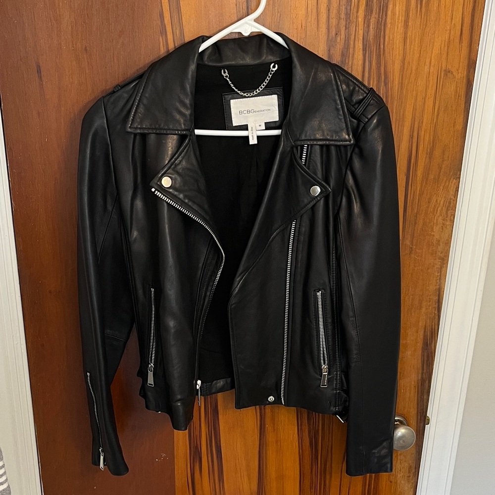 BCBGMaxAzria Women's Sleek Black Leather Jacket